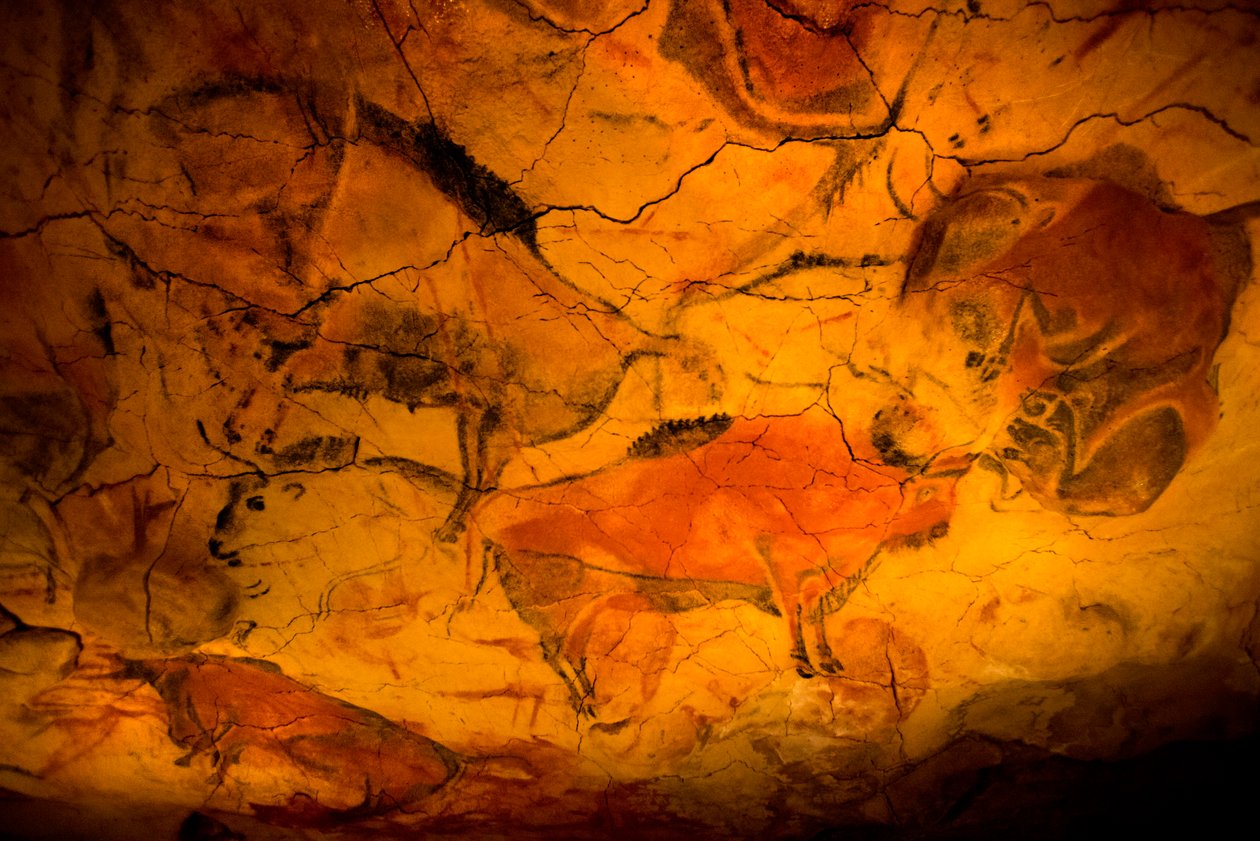 Bisonmaleri i Altamira-hulerne, Øvre Paleolithic museum, Santander, Cantabria, Spanien af Unknown