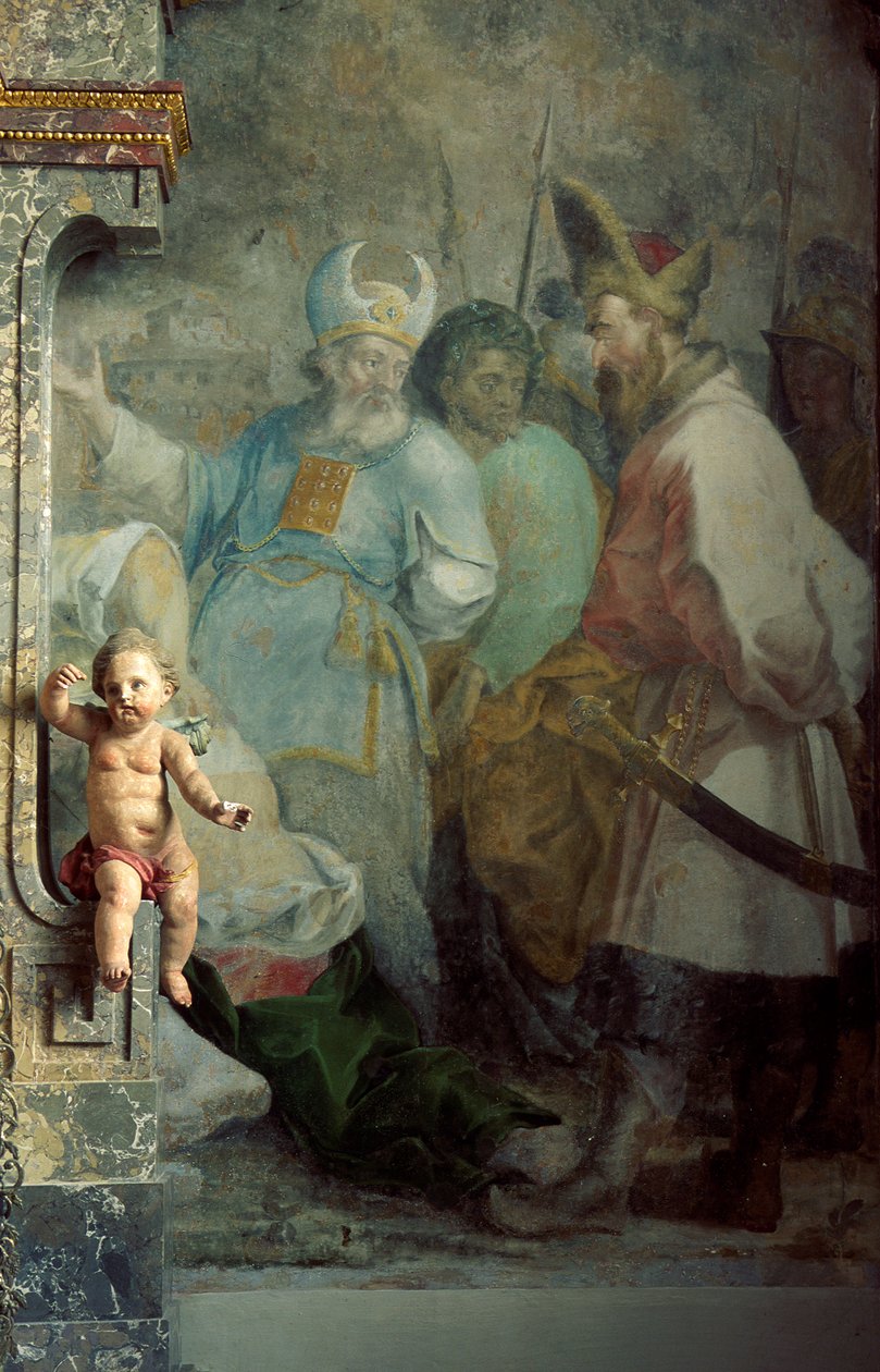Cherub og fresco af Unknown