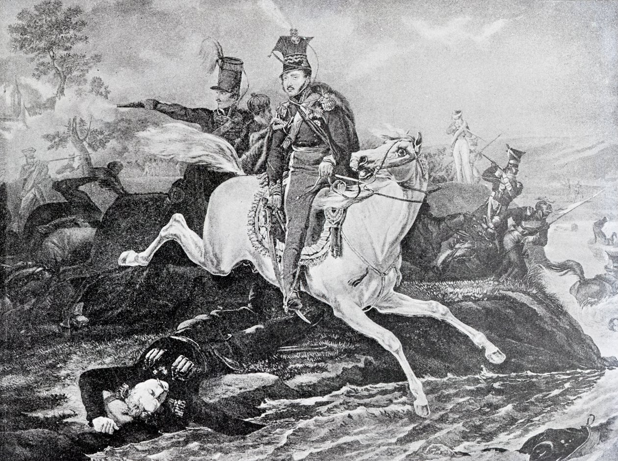 Józef Poniatowskis død i slaget ved Leipzig, 1813 af Unknown