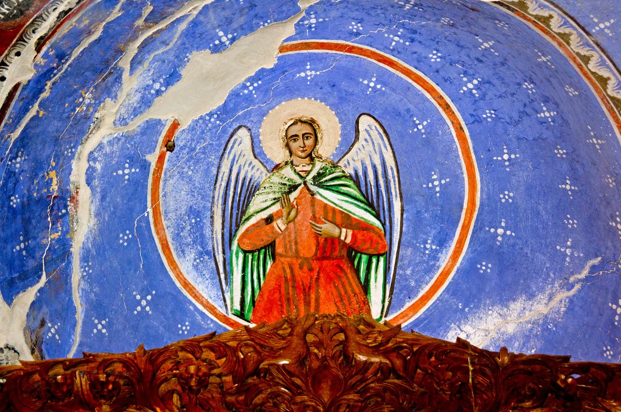 Fresco i St Marys Church, Leusa, Albanien af Unknown