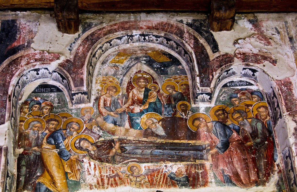 Interiør af St Marys Church, Leusa, Albanien af Unknown