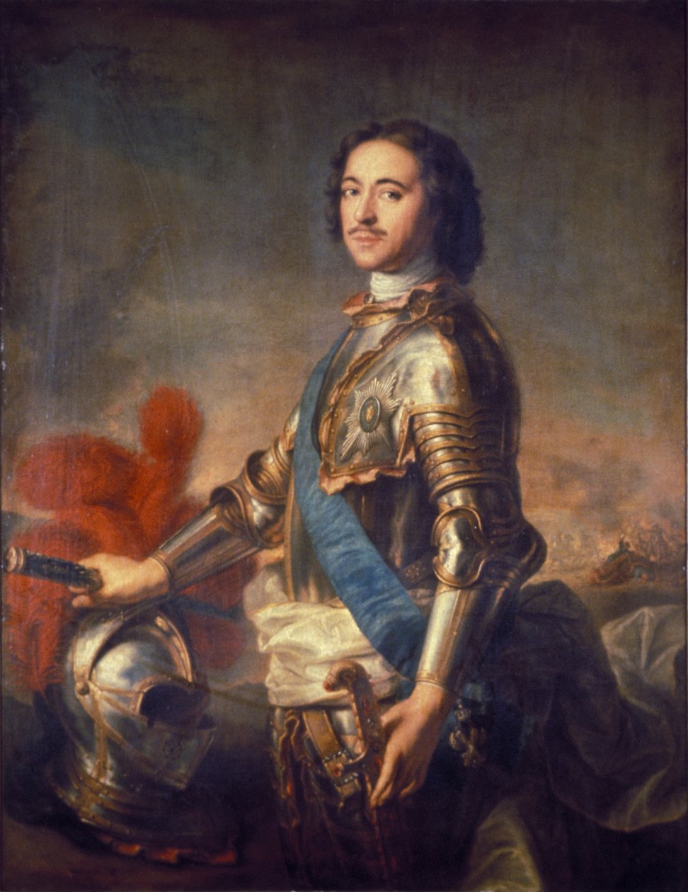 Portræt af zar Peter den Store af Rusland (Peter I: 1672 - 1725) af J, M, Natier. af Unknown