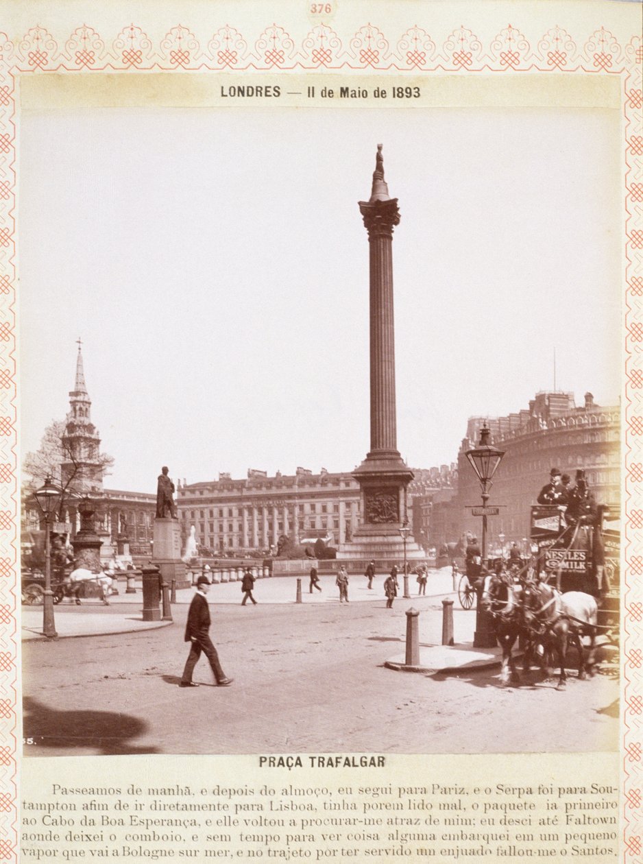 Nelsons Column, Trafalgar Square, ca. 1893 af English Photographer