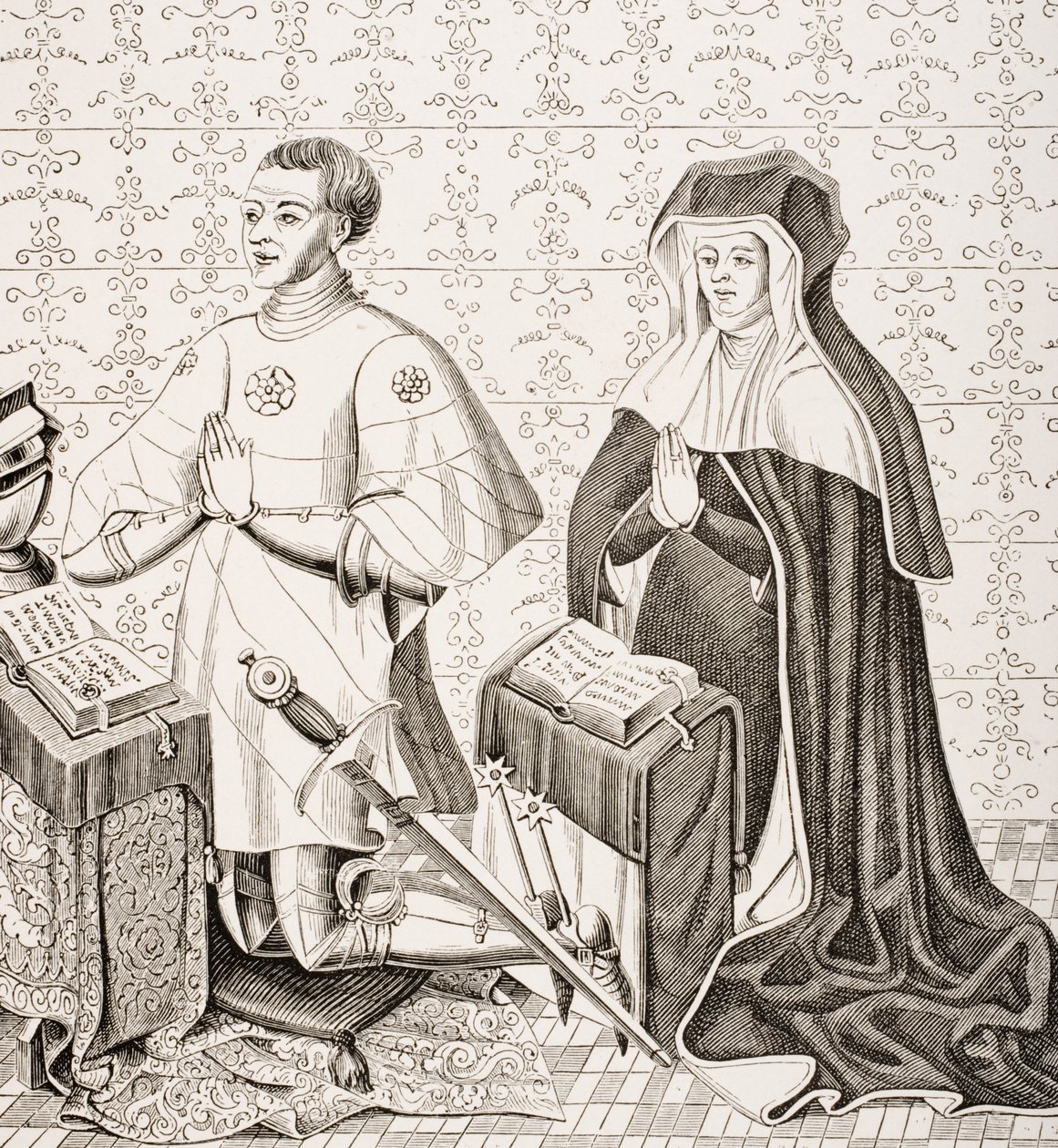 Jean Jouvenel des Ursins og hans kone, Michelle de Vitry, efter et fragment af et billede engang i kapellet i Ursins, fra 