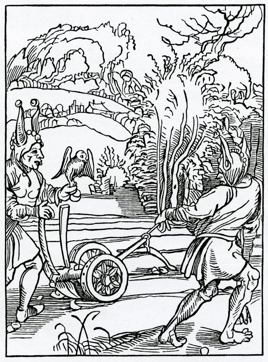 Af hym, at wyll nat folowe nor ensue gode råd, og nødvendige, illustration fra Alexander Barclays engelske oversættelse af 