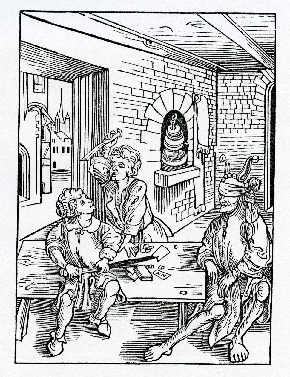 Af uagtsomme faders lærdom anenst deres kydren, illustration fra Alexander Barclays engelske oversættelse af 