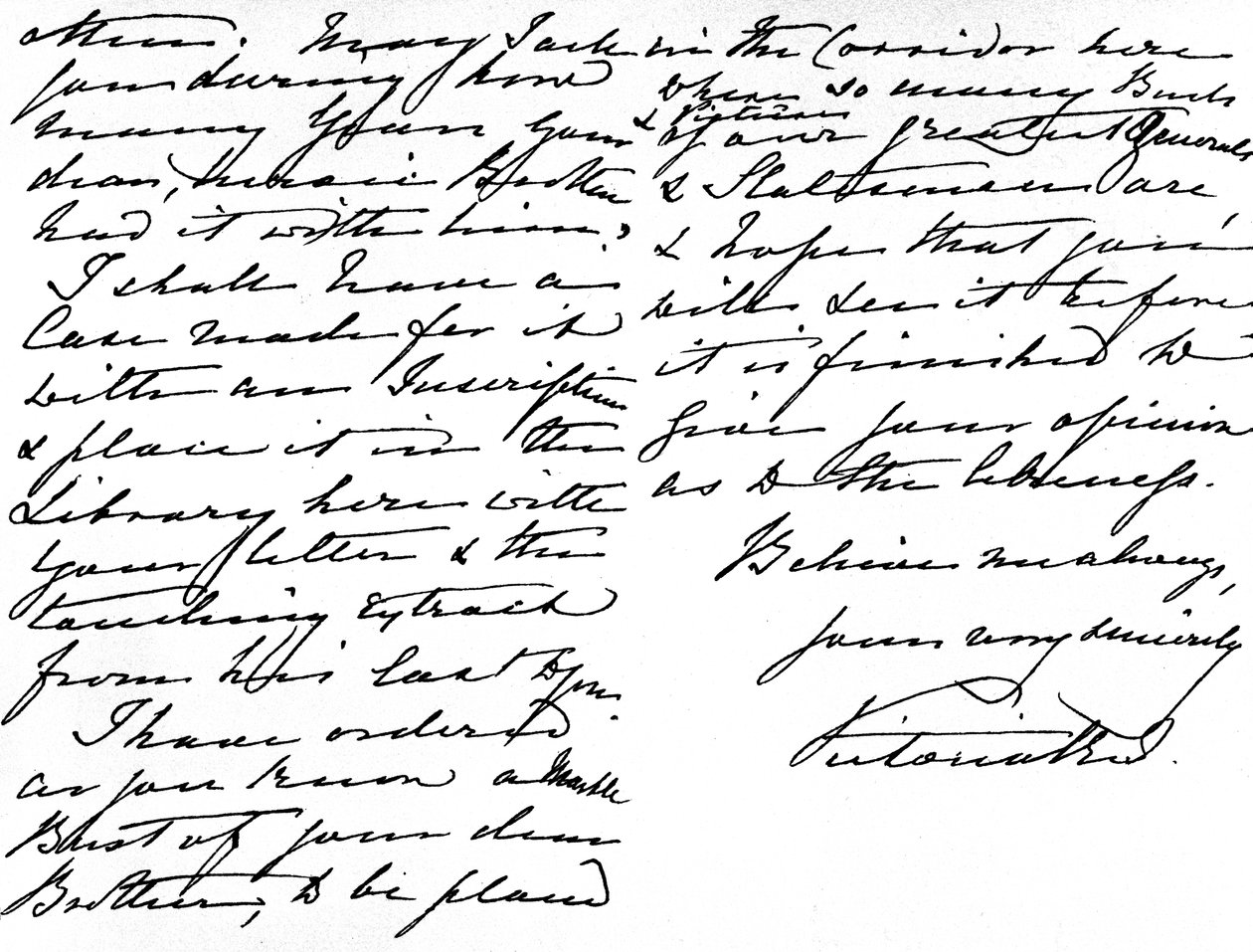 Brev til Miss Gordon, hvor hun takkede hende for gaven af en bibel, som havde tilhørt hendes bror, general Gordon, og spurgte, hvor længe Gordon havde ejet denne 