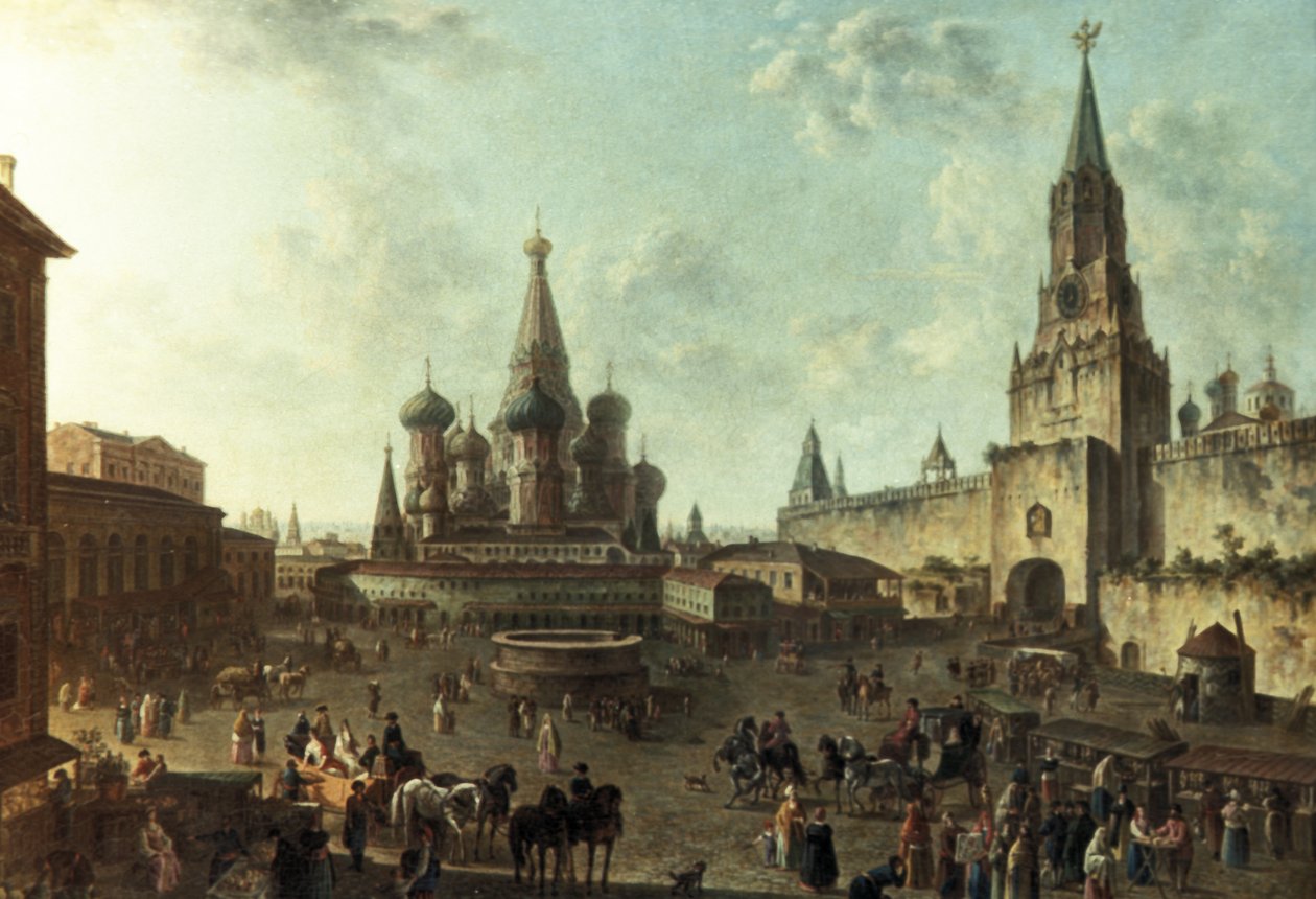 Et oliemaleri af Den Røde Plads i Moskva af Fjodor Alexeyev (1801). af Unknown