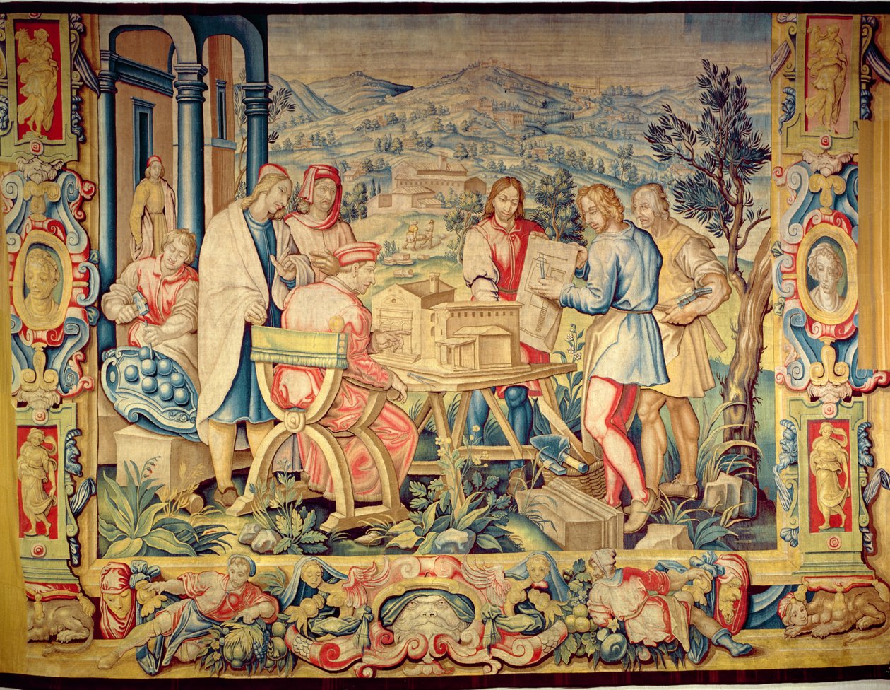 Cosimo den ældre (1389-1464) Inspicerer modellen af ​​Badia Fiesolana af Benedetto di Michele Squilli (fl.1555-88) omkring 1560