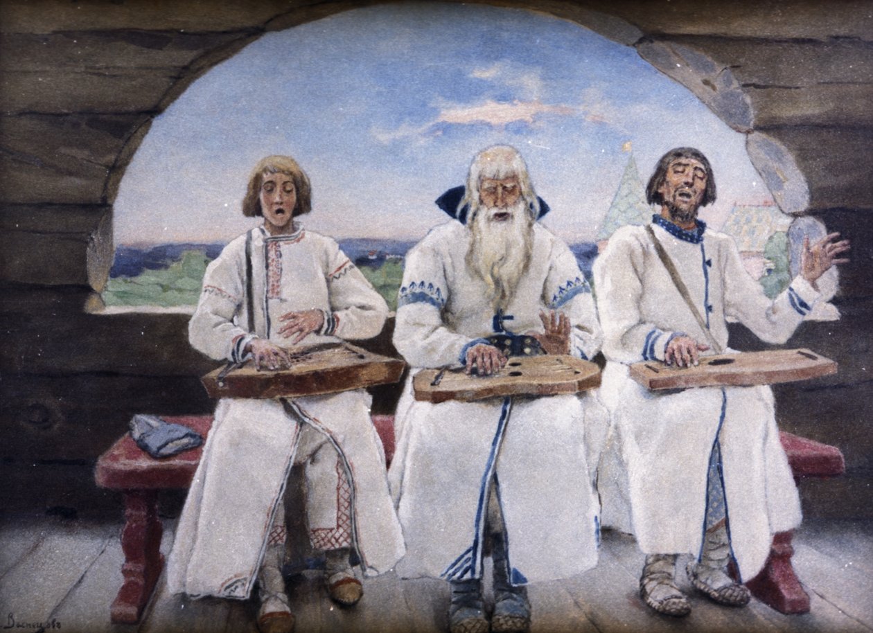 Dulcimer Players, 1899, Olie på panel, maleri af Victor Vasnetsov. af Unknown