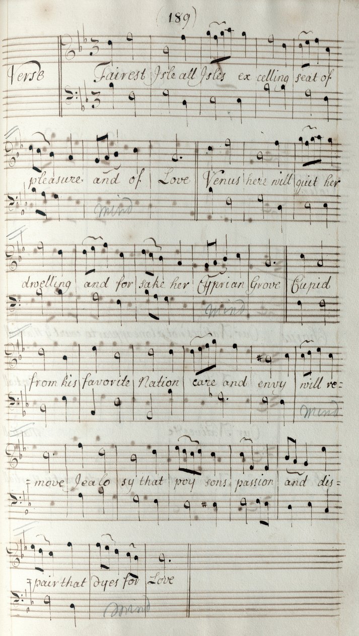 King Arthur manuskriptpartitur, af Henry Purcell af Unknown