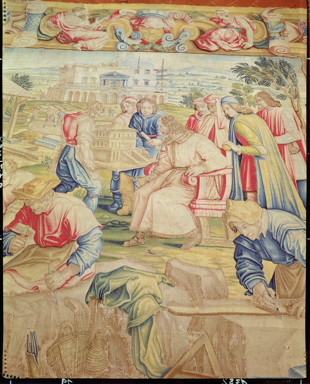 Lorenzo Medici (1449-92) og Giuliano da Sangallo (fl.1443-1516) Inspicerer modellen til villaen ved Poggia a Caiano af Benedetto di Michele Squilli (fl.1555-88) og Joannes Stradanus (f. Jan van de) af Unknown