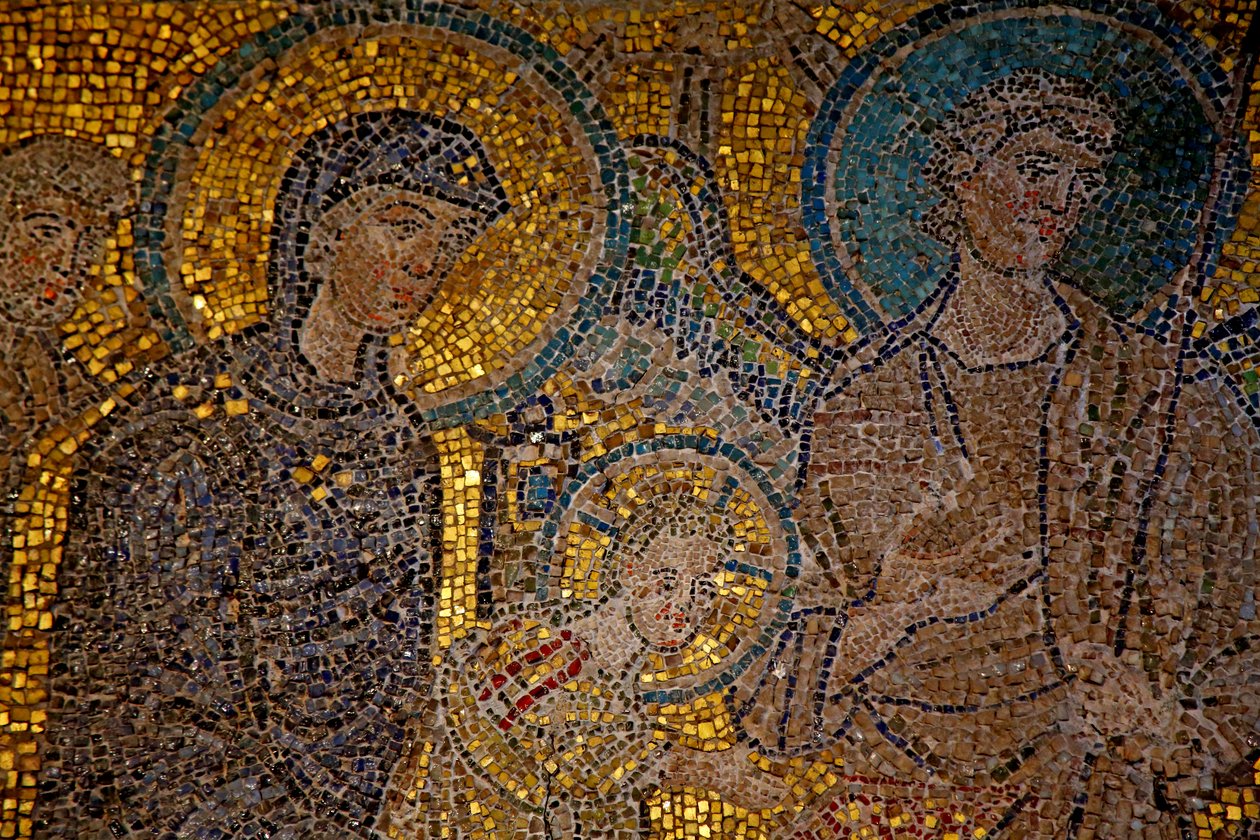 Mosaikfragment af Magiernes tilbedelse af Unknown