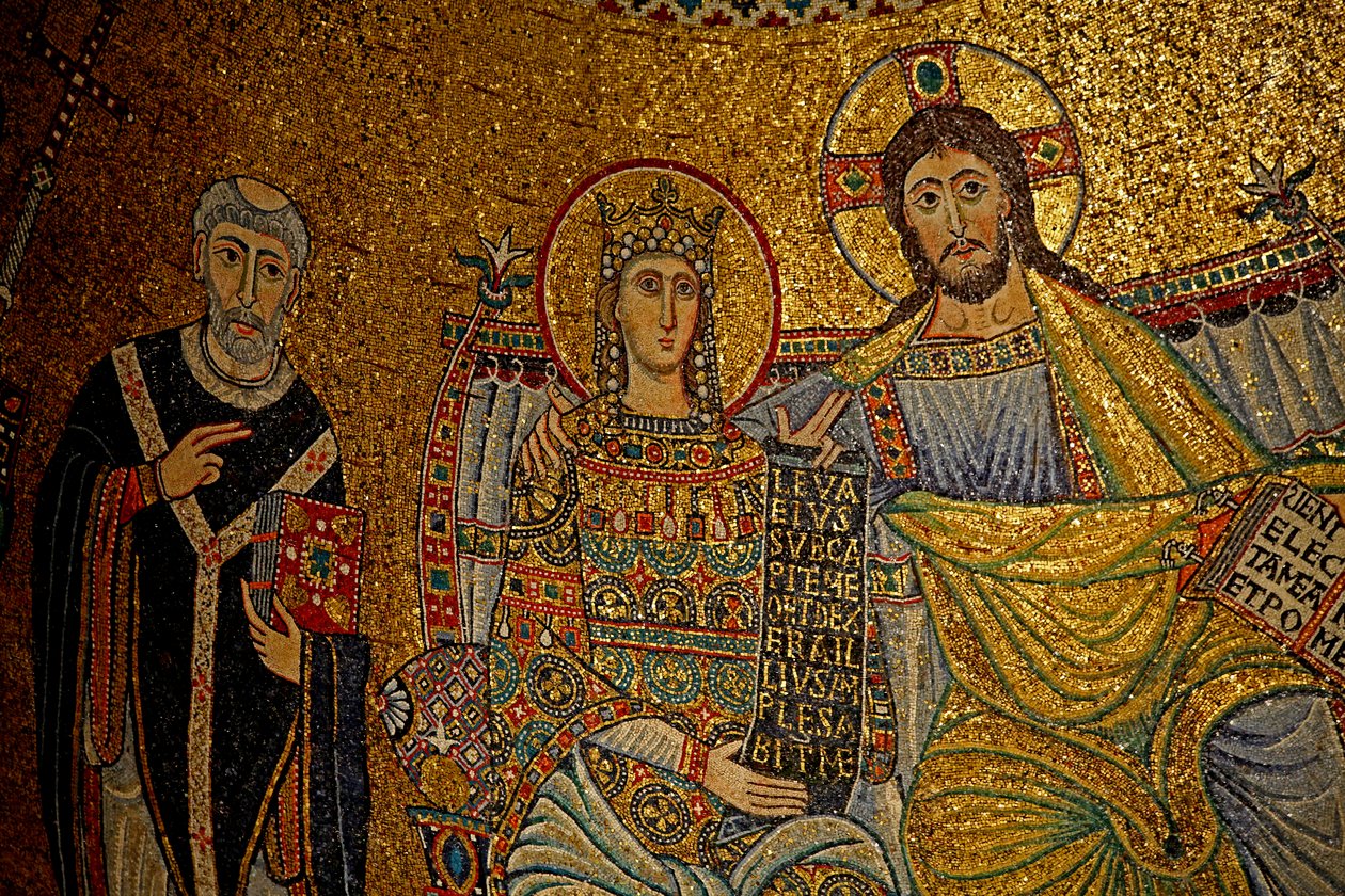 Mosaik i Apsis med Kristus og Jomfru Maria af Unknown