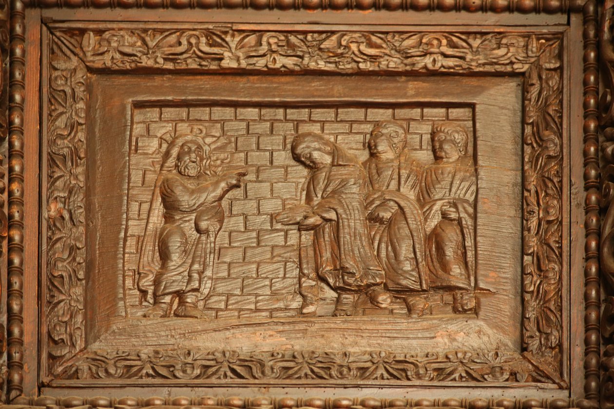 Panel fra 5C dør: den opstandne Kristus viser sig for sine disciple af Unknown