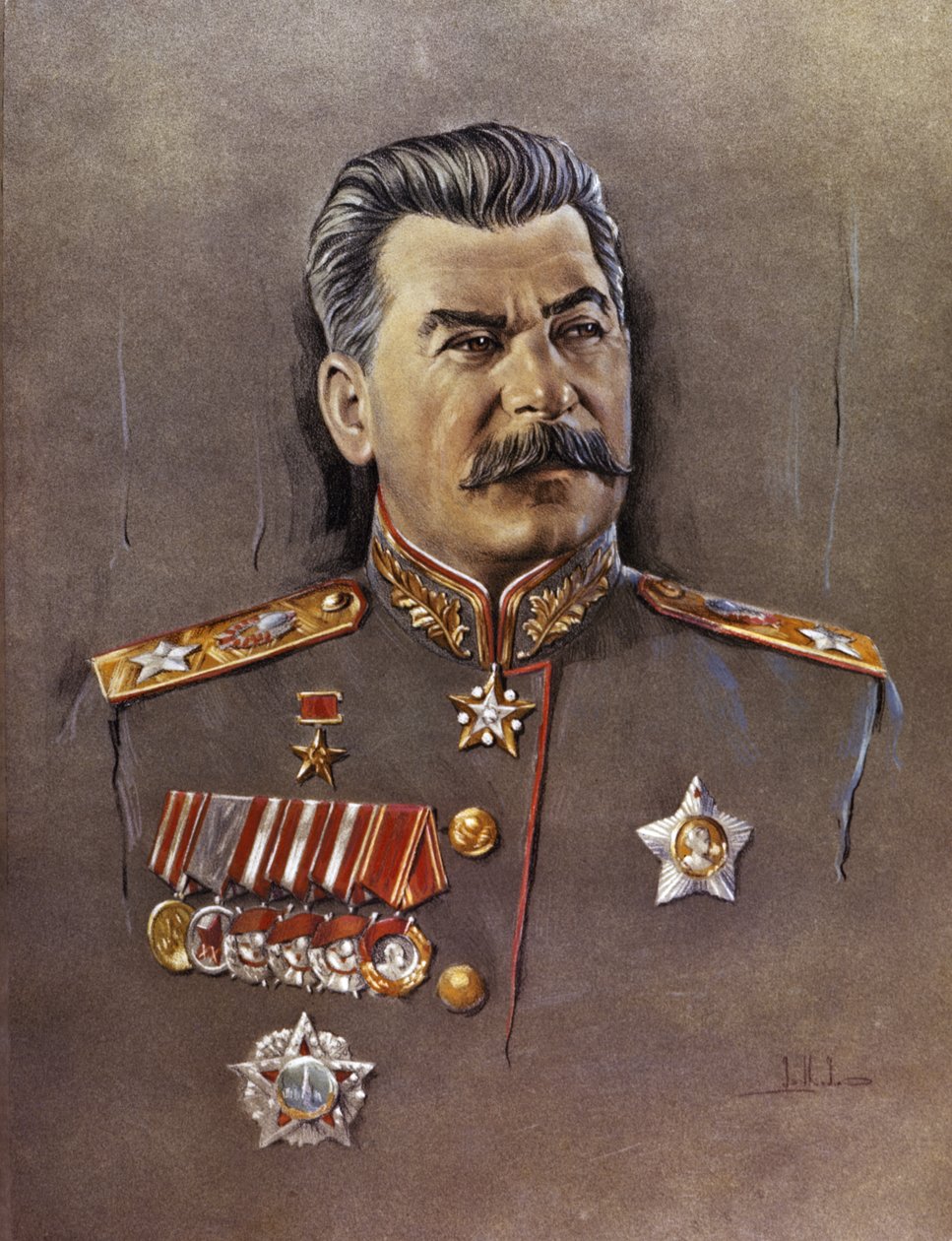 Portræt af Joseph Stalin. af Unknown