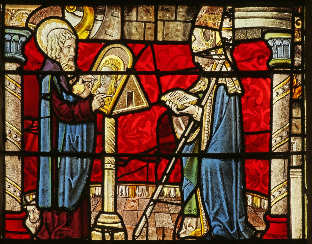 St Luke maler et portræt af Jomfru Maria; også en biskop (Skt Peter?) Rumilly af Unknown
