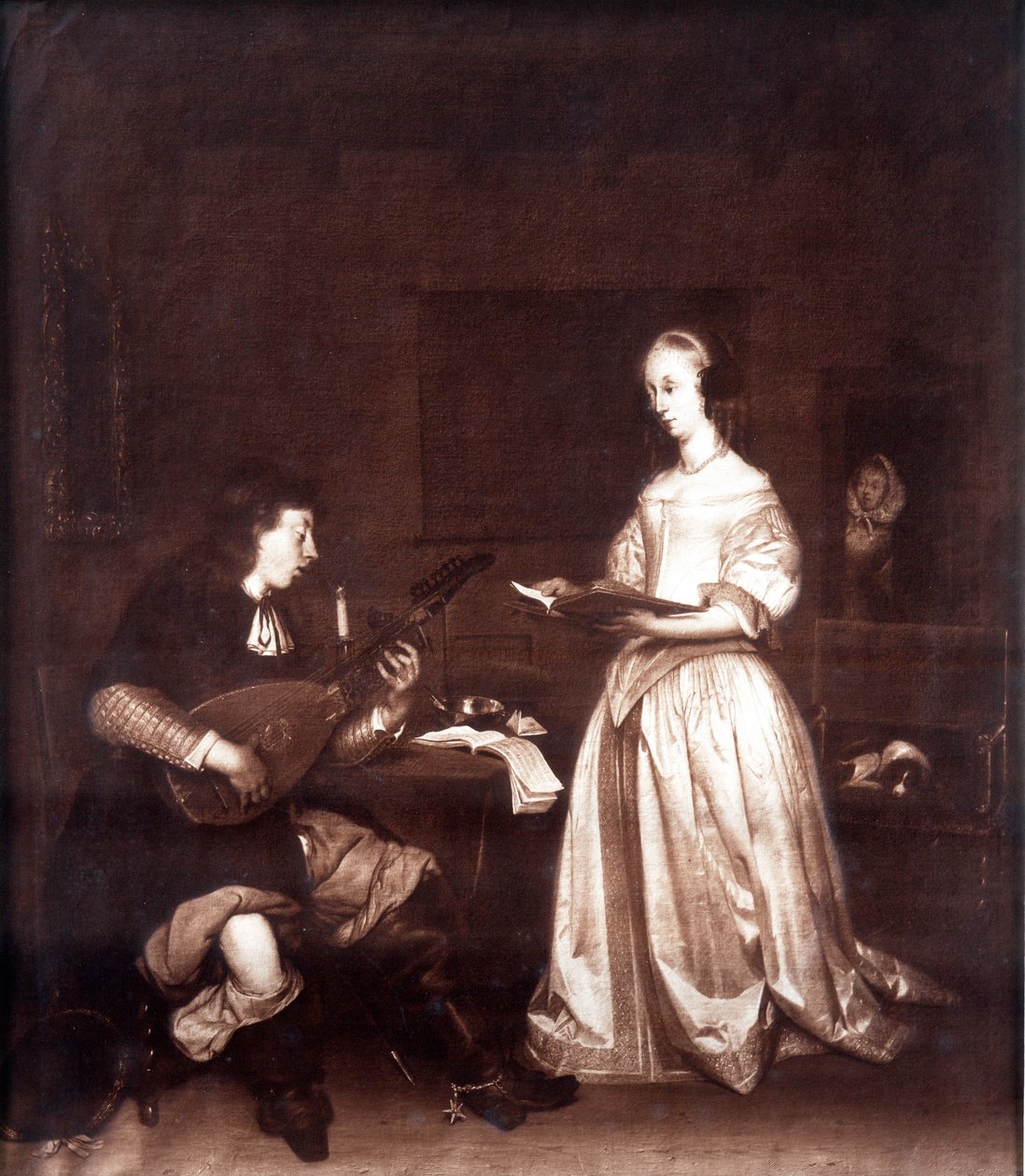 Duetten: en sanger og en lutspiller. af Unknown