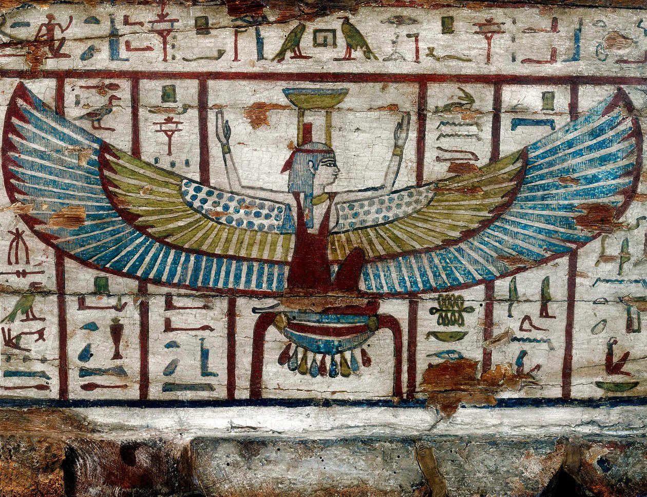 Gudinden Iside, detalje af sarkofagen i Pa-di-Khonsu, Civic Egyptian Collection, Sforzesco Castle af Unknown