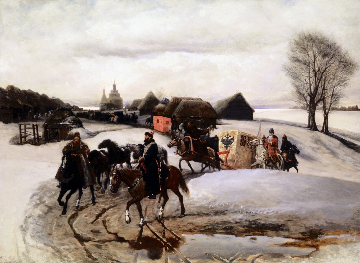 V, Shvarts, Tsarinaen på pilgrimsrejse til hellige steder - i zar Alexis tid (Aleksei Mikhailovich Romanov). af Unknown