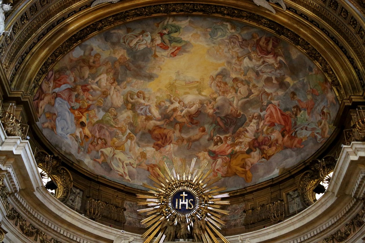 Udsigt over apsis, malet af Giacomo Barozzi da Vignola, 1500-tallet, Chiesa del Gesu, Rom af Unknown