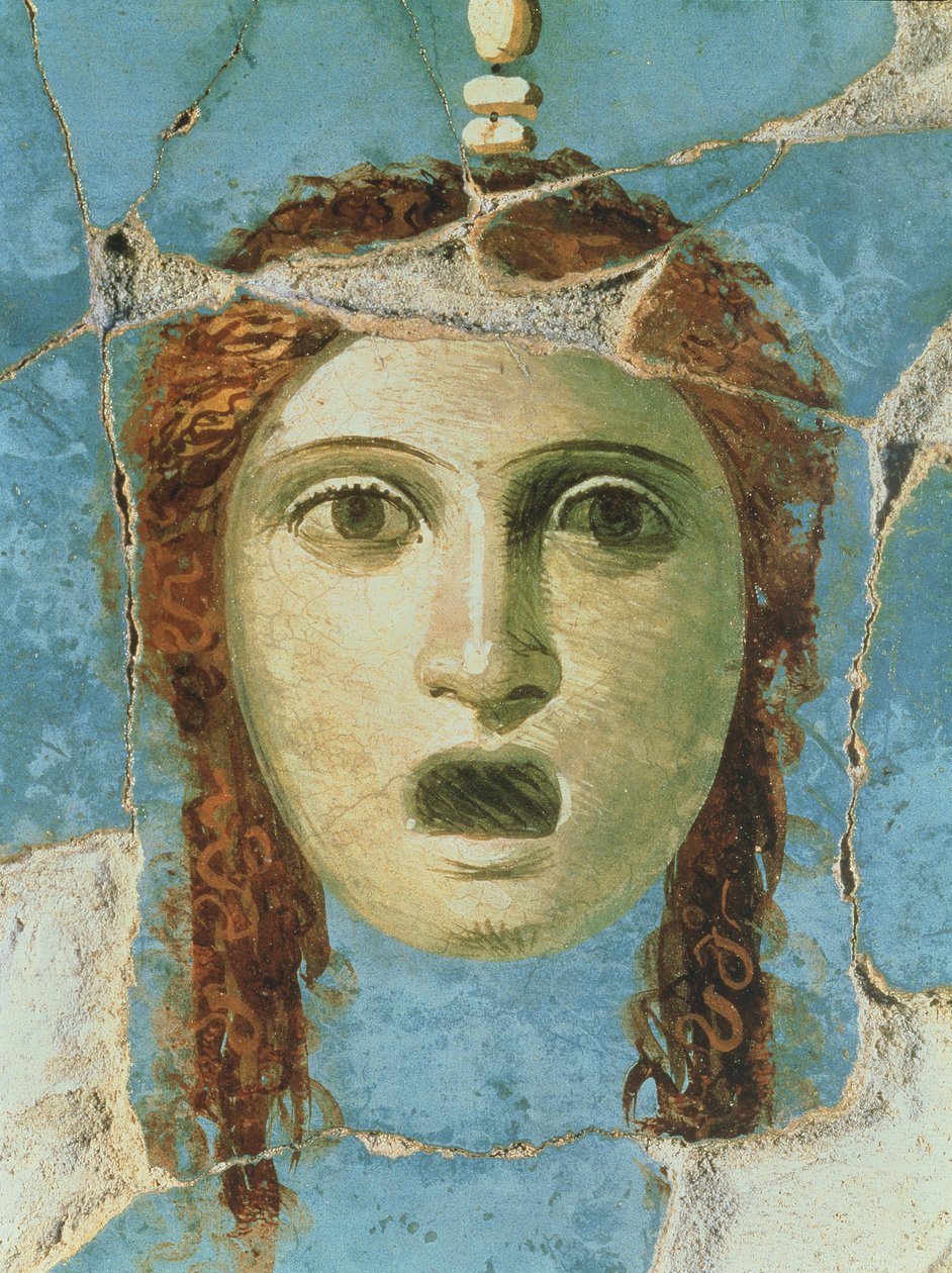 Vægmaleri af kvindehoved, Pompeji, 1. århundrede e.Kr af Unknown