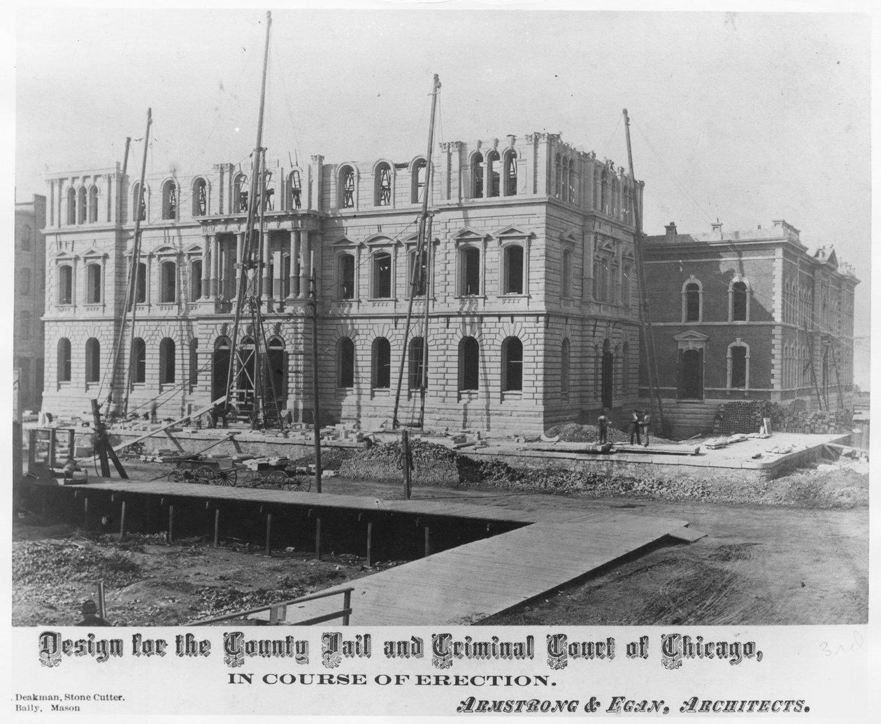 Design for County Jail and Criminal Court of Chicago, under opførelse, c.1883 af American Photographer