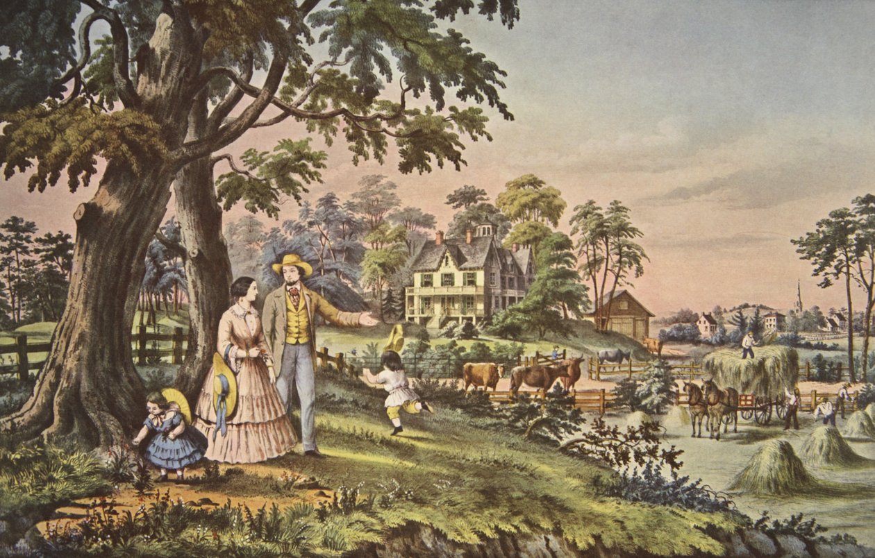 American Country Life, sommeraften, udgivet. 1855, Currier & Ives af American School