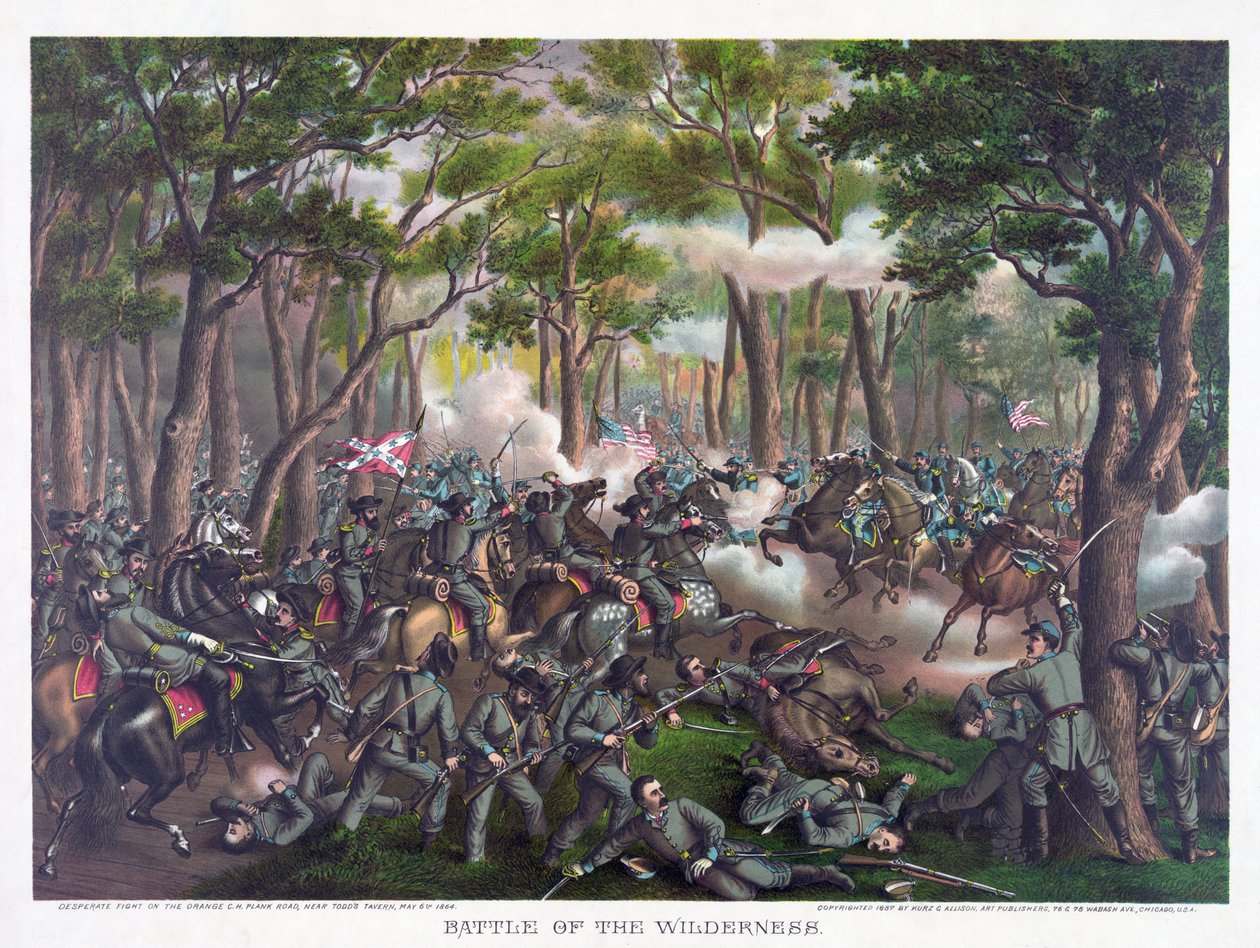 Battle of the Wilderness, pub. Kurz & Allison, 1887 af American School
