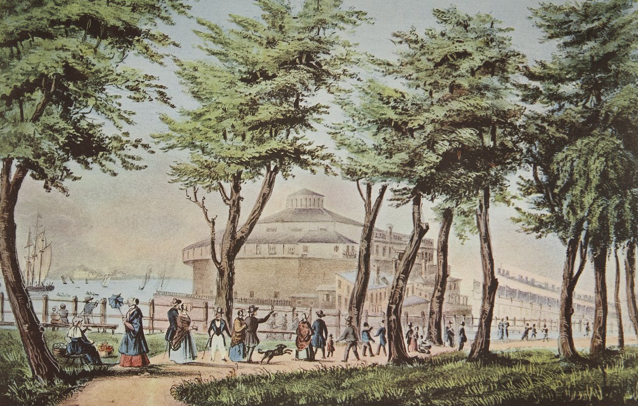 Castle Garden, New York, From The Battery, pub. 1848, Currier & Ives af American School