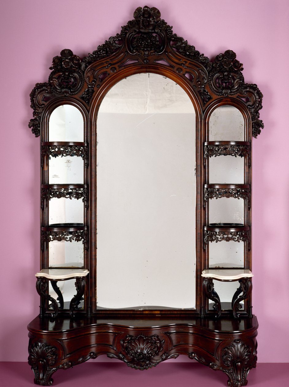 Etagere, en del af et salonsæt, fra John Henry Belters butik (1804-65), 1855 (palisander) af American School