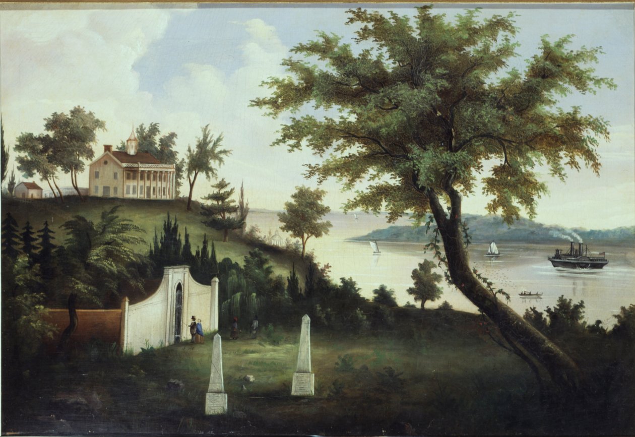 Mount Vernon, hjemsted for George Washington, ved Potomac-floden, ca. 1860 af American School