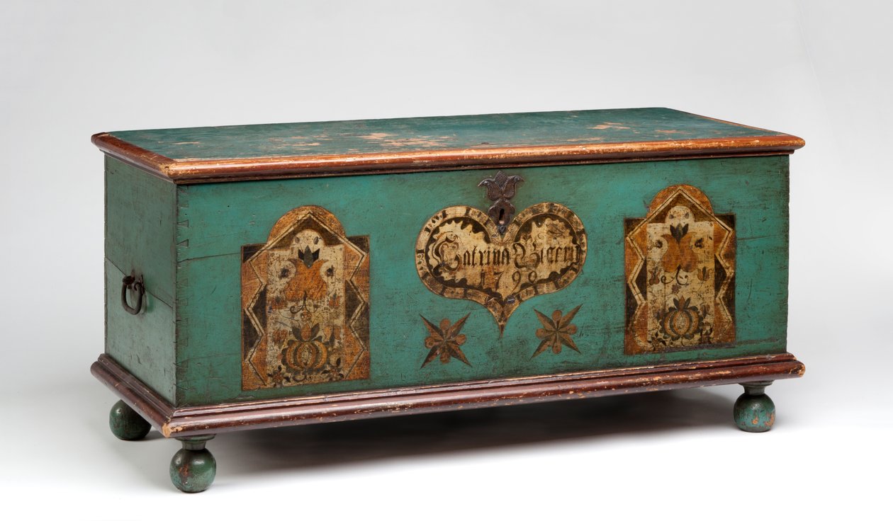 Malet kiste, ca. 1790 (malet fyrretræ) af American School