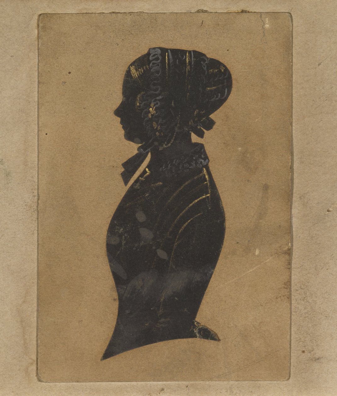 Silhouette of a Lady, ca. 1800-1850 (sort papir med forgyldte highlights) af American School