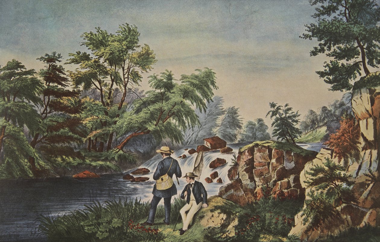 The Trout Stream, Currier & Ives, pub. 1852 af American School