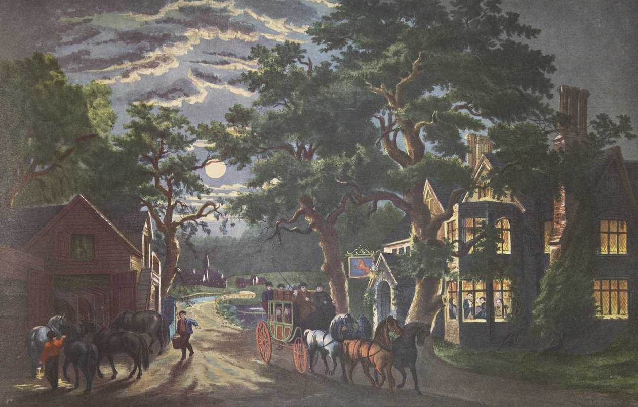 The Wayside Inn, pub. 1864 Currier & Ives af American School
