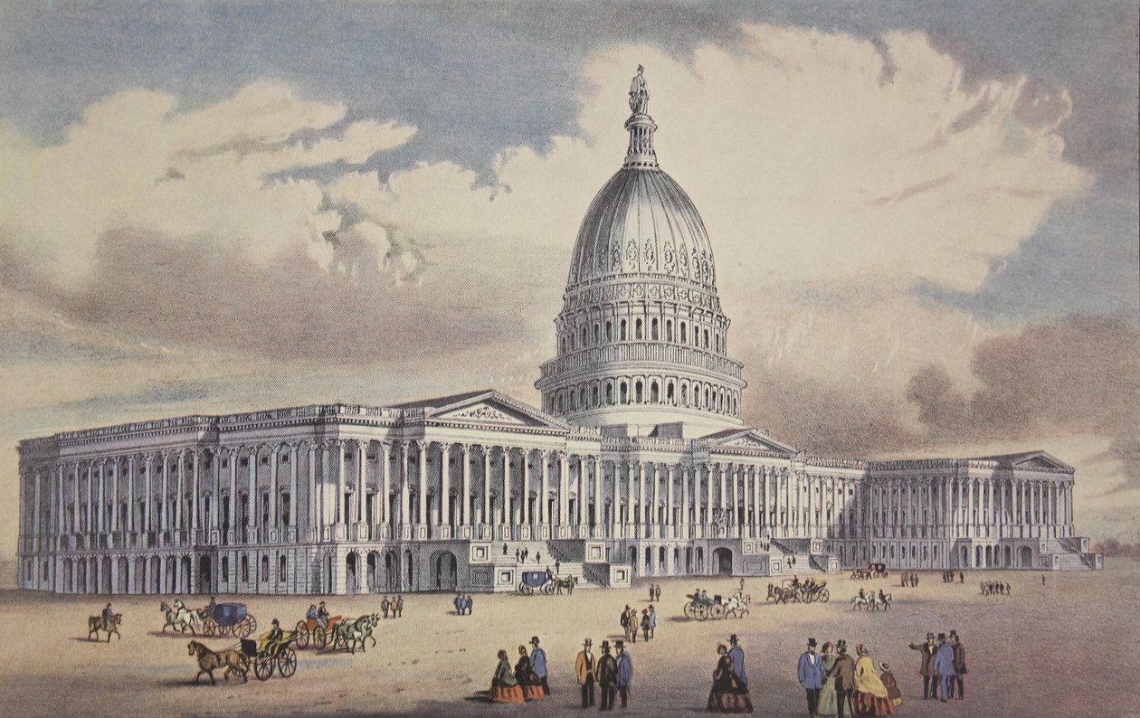 United States Capitol - Washinton, D.C., pub. 1865, Currier & Ives af American School
