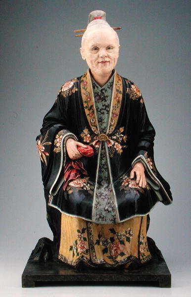 Figur af en kvinde, Qianlong periode, ca. 1780 (polykrom gips) (se også 207202, 241400 og 241401) af Chinese School
