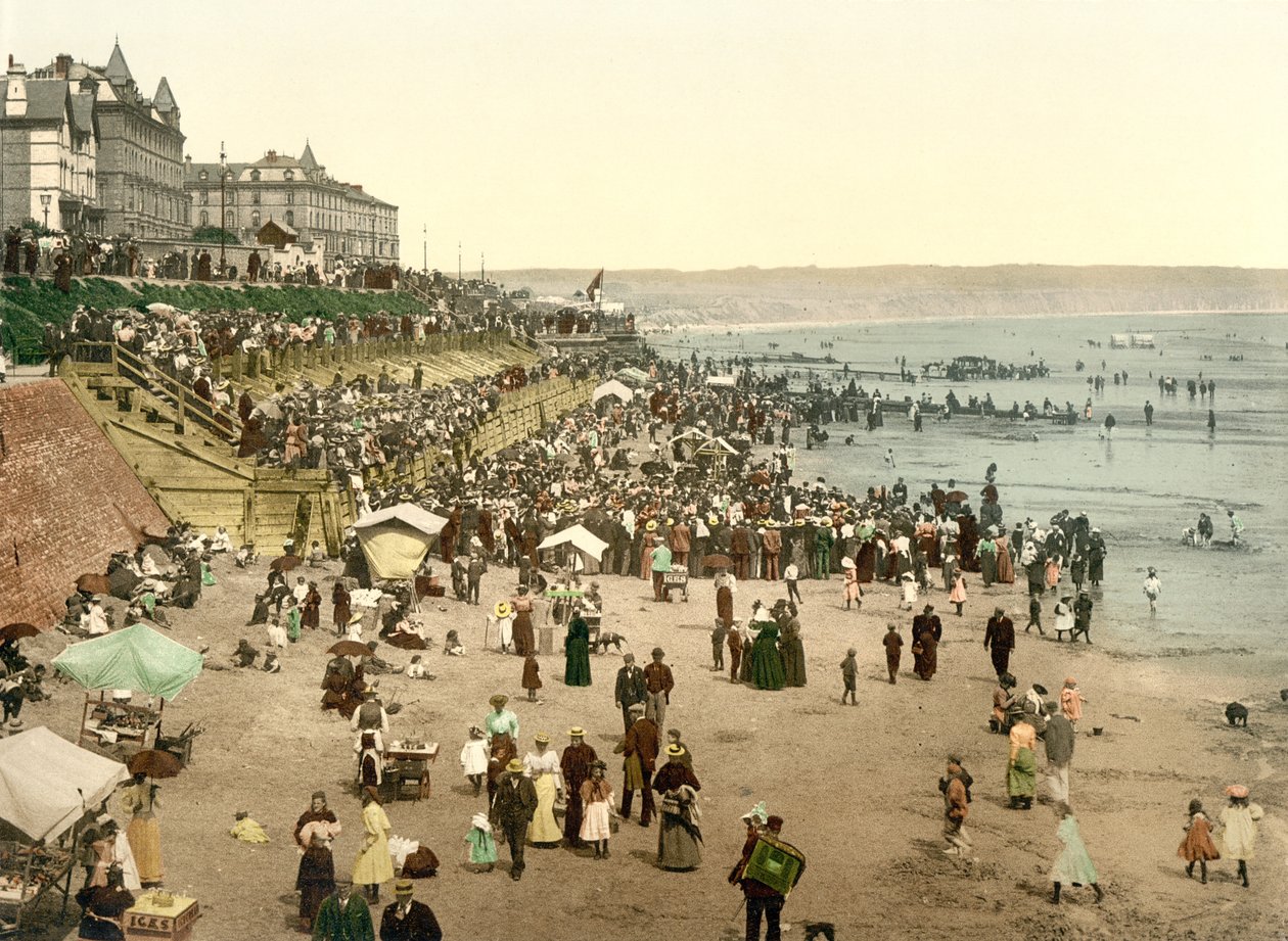 Strand ved Bridlington, Yorkshire, pub. ca. 1890 - 1900 (kromolitografi) af English Photographer