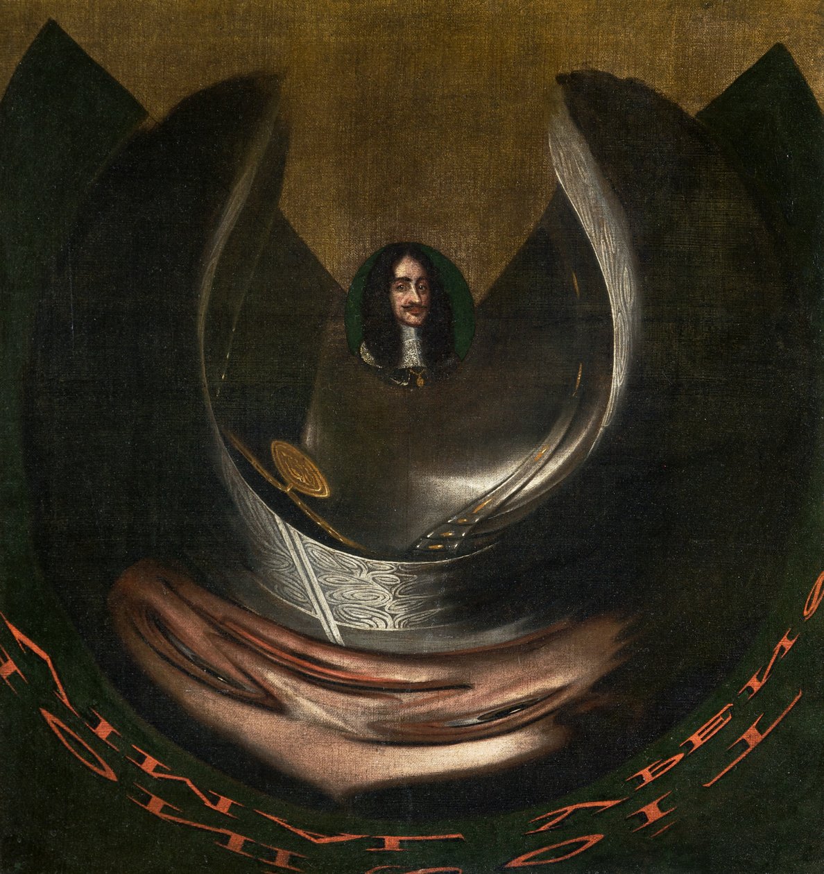 Et anamorfisk portræt af Charles II af English School