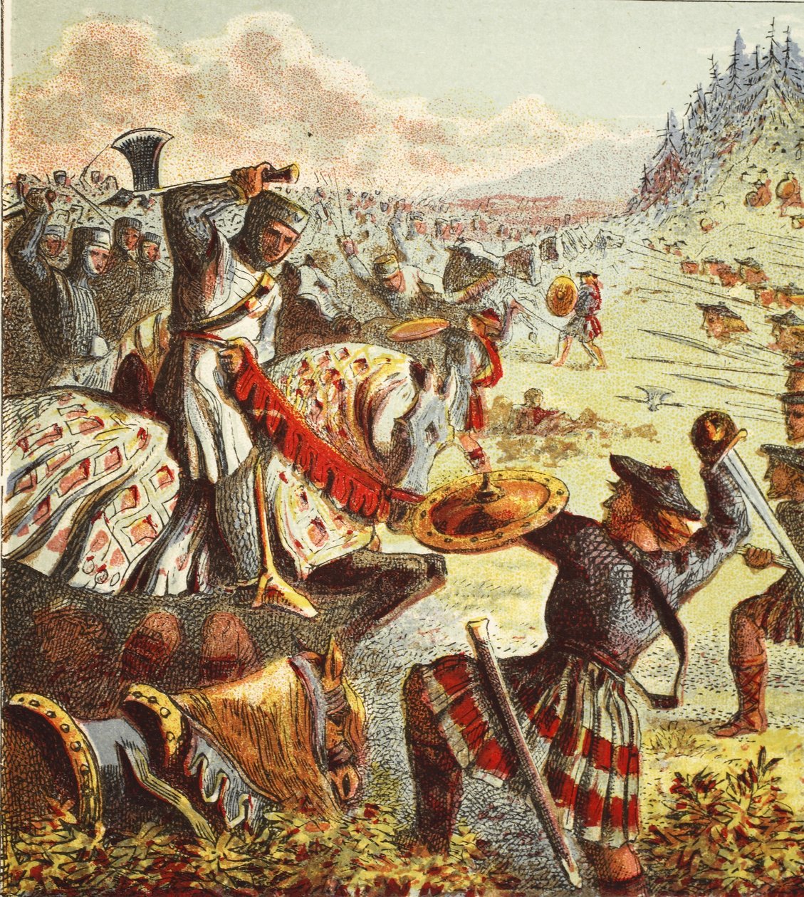 Edward I angriber Skotland, pub. 1890 af English School