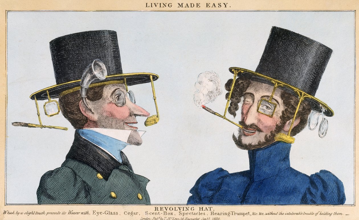 Living Made Easy - Revolving Hat, udgivet af Thomas McLean, 1. januar 1830 af English School