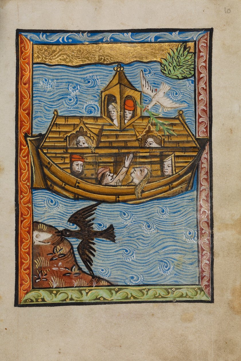 Noahs Ark, 1480-90 (tempera og bladguld på pergament) af English School