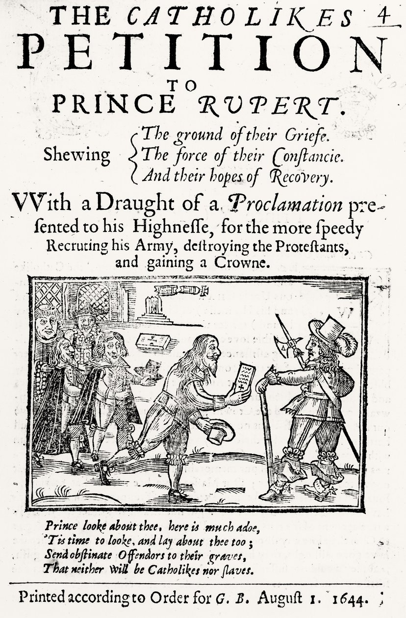 Katolikkernes underskrift til prins Rupert (1619-82) 1644 af English School
