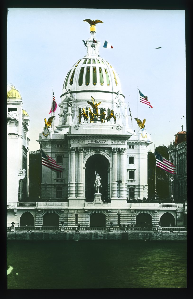 Paris-udstilling: United States Pavilion, Paris, Frankrig, 1900 (lanternerutsjebane) af French Photographer
