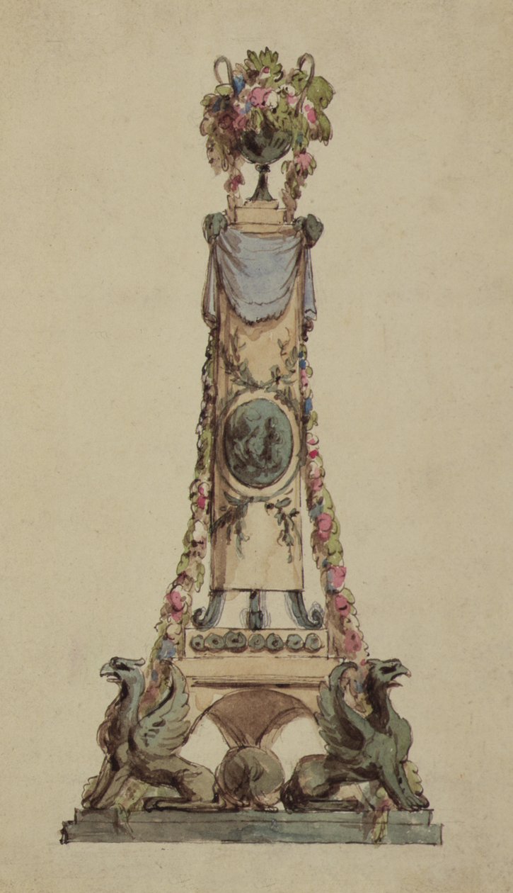 Design til et neo-klassisk centerpiece, ca. 1800 (wc på papir) af French School