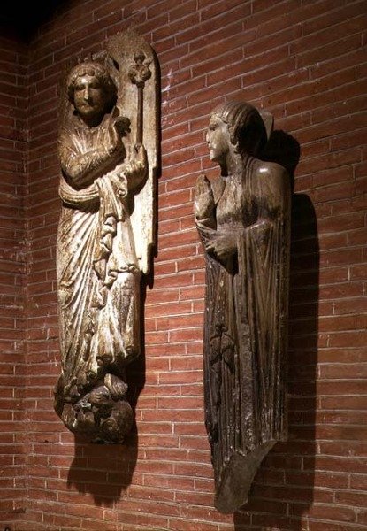 Figurer af bebudelsen, fra det ydre af St. Sernin, ca. 1200 (se også 223471) af French School