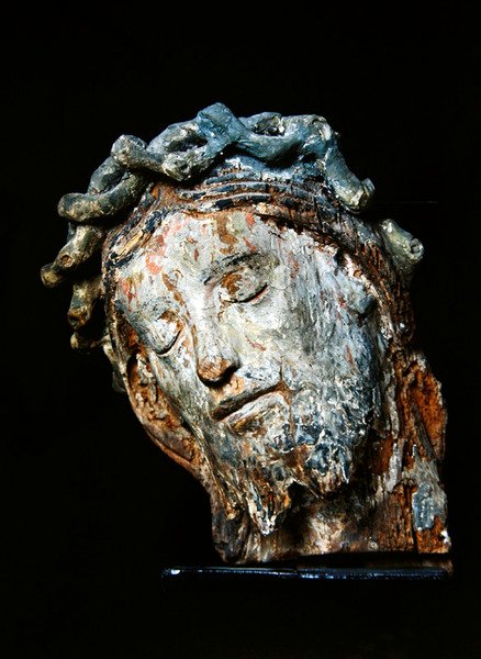 Kristi hoved (træ og polykrom) af French School