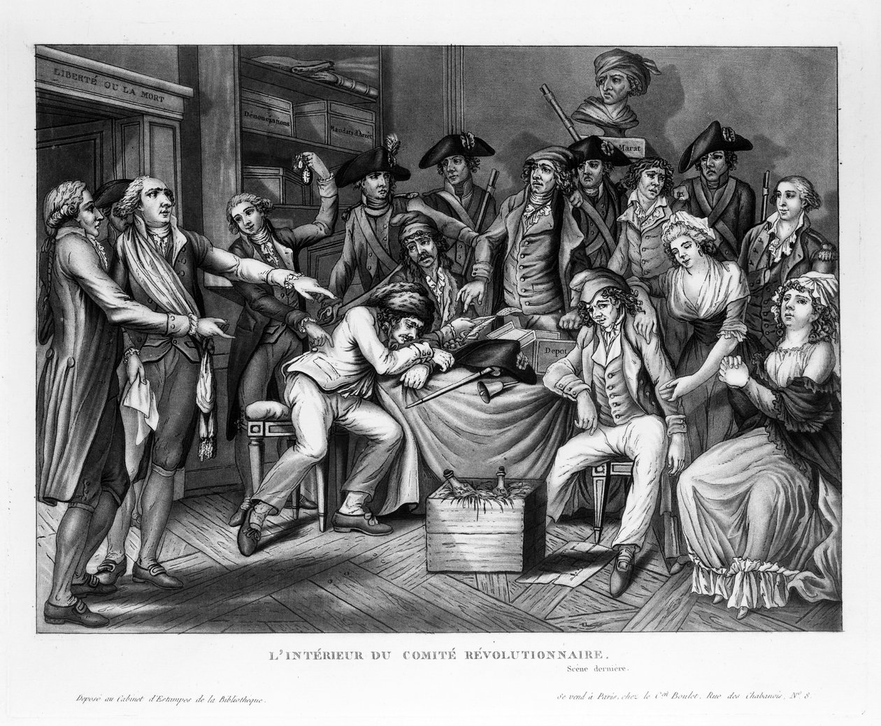 Interiør af Revolutionary Commity, pub. 1794 af French School