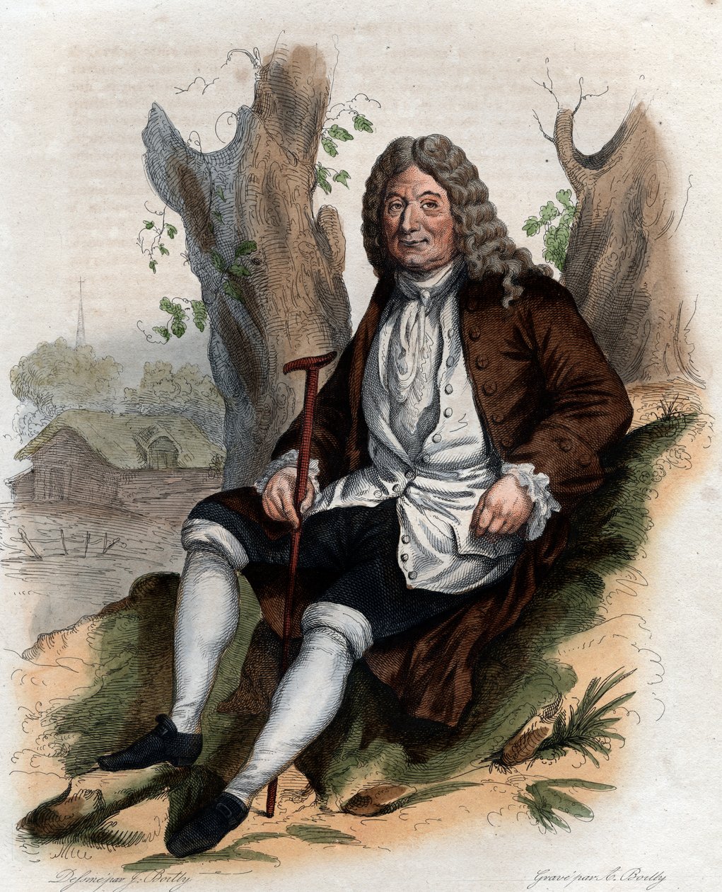 Portræt af Alain Rene Lesage (Le Sage) (1668-1747), fransk romanforfatter og dramatiker. af French School